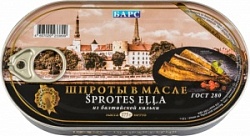 Шпроты Барс 175г в масле из балтийской кильки Шпроты Барс 175г в масле из балтийской кильки