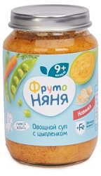 Суп ФрутоНяня 190г овощной с цыпленком.обог желез.8+ ст/б