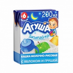 Каша Агуша Засыпайка 200г молочно-рисовая с яблоком и грушей +6