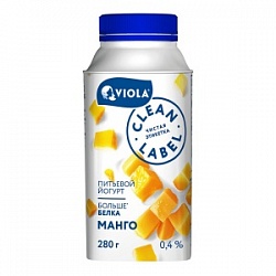 Йогурт питьевой Виола 280г Манго Clean Label
