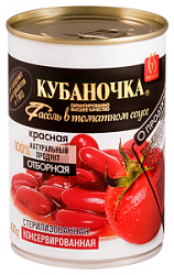 Фасоль Кубаночка 400г красная в томате ж/б