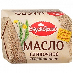 Масло Вкуснотеево 200г сливочное Традиционное 82,5%