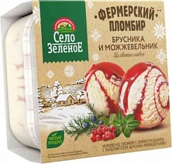 Мороженое Село Зеленое 200г Ваниль-Брусника-Можжевельн 15% контейнер