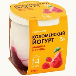 Йогурт Коломенский 170г Малина+Груша мдж 5%