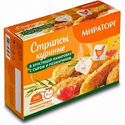 Мираторг Стрипсы куриные в хрустящей панировке с сыром и розмарином 340 гр