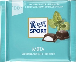 Риттер Спорт шоколад 100г темный Мята
