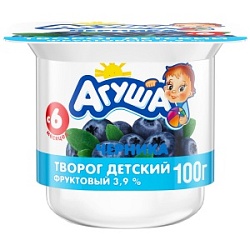 Творог Агуша детский 100г Черника 3,9%***