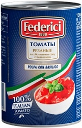 Томаты Федеричи 425мл резаные в с/с с базиликом ж/б
