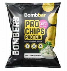 Чипсы Бомббар 50г Сметана и зелень ц/зерн. протеиновые