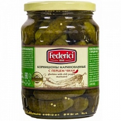 Корнишоны Федеричи 720мл с перцем с/ю
