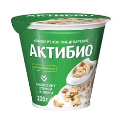 Йогурт АктиБио 220г Отруби-Злаки 2,9% ст