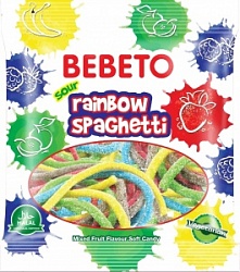 Мармелад Бебето 70г Радужные спагетти со вкусом клубники ,малины,яблока и тути-ф