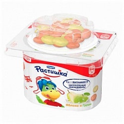 Йогурт Растишка 118г с печеньем Яблоко-Груша 3% ст