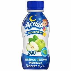 Йогурт Агуша 180г Зеленое яблоко+Мелиса 2,7%