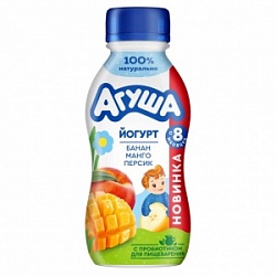 Йогурт Агуша 180г Бана/Манго/Персик 2,7% бут