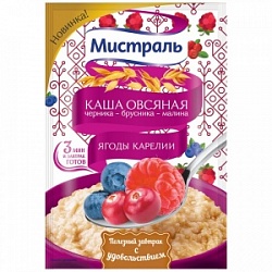 Каша Мистраль 40г овсяная Черника-брусника-малина (Ягоды Карелии) Каша Мистраль 40г овсяная Черника-брусника-малина (Ягоды Карелии)