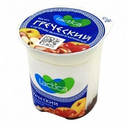 Йогурт двухслойный Лактика 120г Греческий с печ.яблоком и карамелью 3,4%