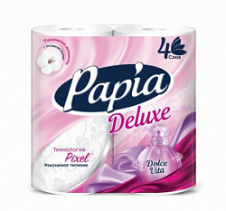Туалетная бумага Папия Делюкс 4шт 4сл белая с ароматом