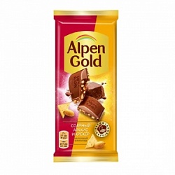 Шоколад Альпен Гольд 80г Соленый Арахис + Крекер