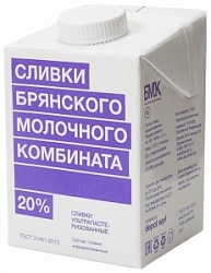 Сливки БМК 500г 20% ТВА edge