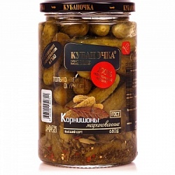 Кубаночка Огурчики корнишоны 680мл маринованные