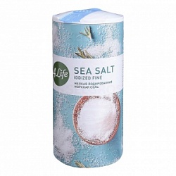 Соль 4 Лайф 500г Морская мелкая йодированная туба