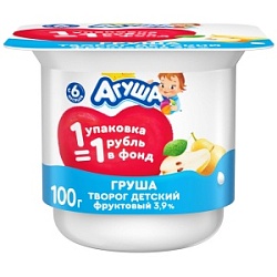 Творог Агуша детский 100г Груша 3,9%