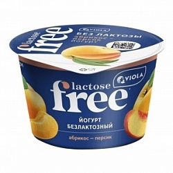 Йогурт Виола 180г безлактозный FREE Абрикос-персик 2,7%