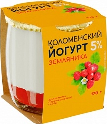 Йогурт Коломенский 170г Земляника с мдж 5%