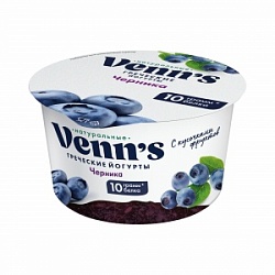 Йогурт Venn s 130г Греческий обезжиренный с черникой 0,1%