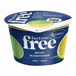 Йогурт Виола 180г безлактозный FREE Лайм-лимон 2,7%