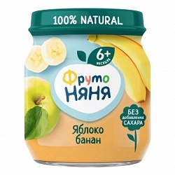 Пюре ФрутоНяня 100г из Яблок и Бананов д/п