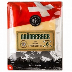 Сыр Свисс Чиз 125 Грюнбергер твердый фасованный нарезка