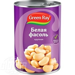 Фасоль Грин Рей 425г белая крупная натуральная ж/б