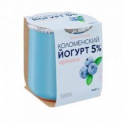 Йогурт Коломенский 140г Черника термостат мдж 5% керамика