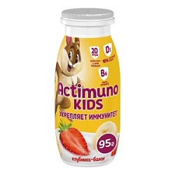 Напиток кисломолочный Актимуно 95г Детский Клубника+Банан 1,5% бут