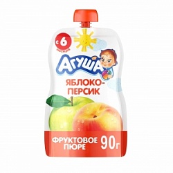 Пюре Агуша 90г фруктовое Яблоко-Персик д/пак