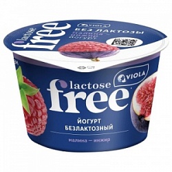 Йогурт Виола 180г безлактозный FREE Малина-инжир 2,7%