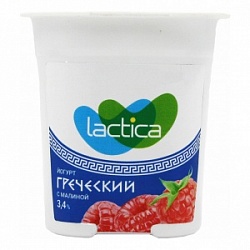 Йогурт двухслойный Лактика 120г Греческий с малиной 3,4%