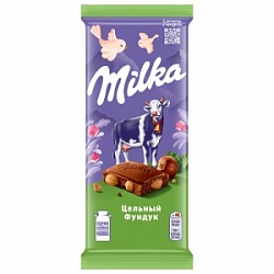 Шоколад Милка 80г Молочный с цельным фундуком