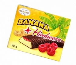 Суфле Хаусвирз 150г Банановое с малиной в темном шоколаде