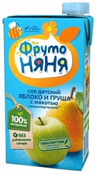 ФрутоНяня сок 0,5 л Яблоко груша с мякотью т/п