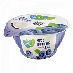 Мусс творожный Лактика 115г счерникой 2,7% стакан