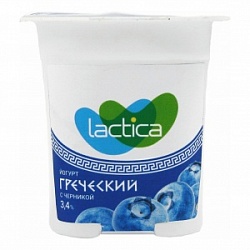 Йогурт двухслойный Лактика 120г Греческий с черникой 3,4%