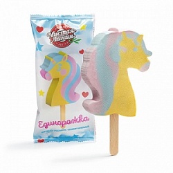 Мороженое ЧЛ 65г Эскимо ЕДИНОРОЖКА пломбир ваниль 3-х слойное (24)