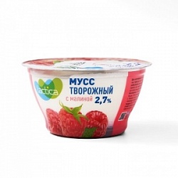 Мусс творожный Лактика 115г смалиной 2,7% стакан