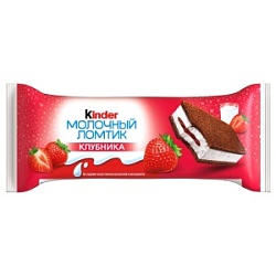 Пирожное Киндер 28г Молочный ломтик Клубника