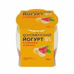 Йогурт Коломенский 170г Клубника+Банан с мдж 5%